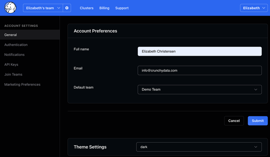 User account preferences